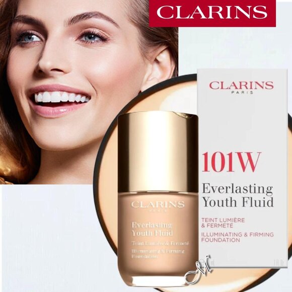 CLARINS Everlasting Youth Fluid Foundation* ~ 101W (Warm Light Beige) 30ml NIB - Picture 1 of 14